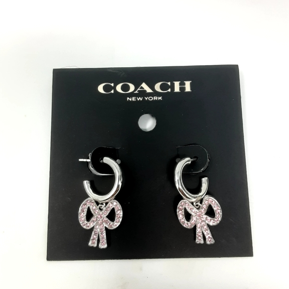 Coach Jewelry - Coach Pave Bow Huggie Earrings